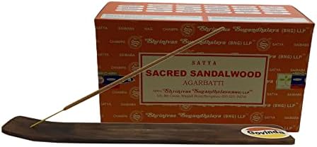 Govinda Incense Stick Holder Bundle with Satya Bangalore Incense - 12 Boxes x 15 Grams
