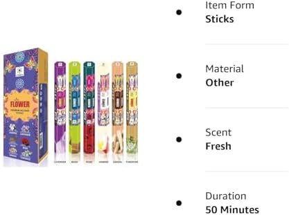 Chakra Premium Natural Incense Sticks - 6 Blossomy Scents