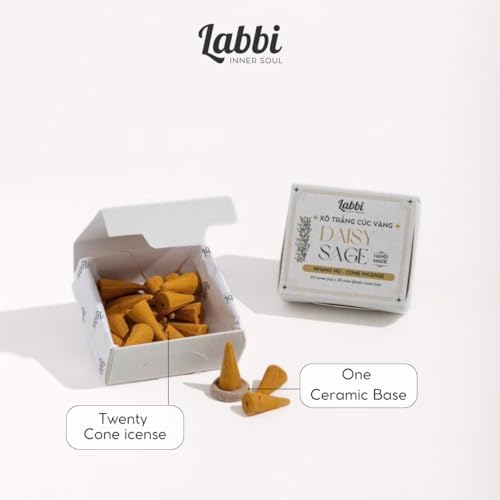 Labbi Incense Cones - 20 Natural Sandalwood Fragrance for Relaxation and Meditation