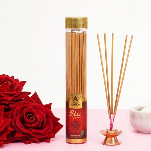 The Aroma Factory Rose Agarbatti - Charcoal Free Premium Fragrance 100G Jar Pack