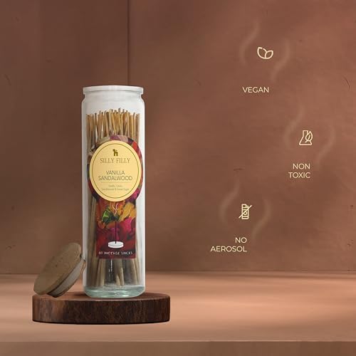 Vanilla Sandalwood Incense Sticks Set of 80 in Glass Jar