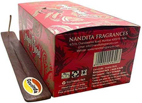 Govinda Incense Stick Holder Bundle with Nandita Dragon Blood Incense Sticks