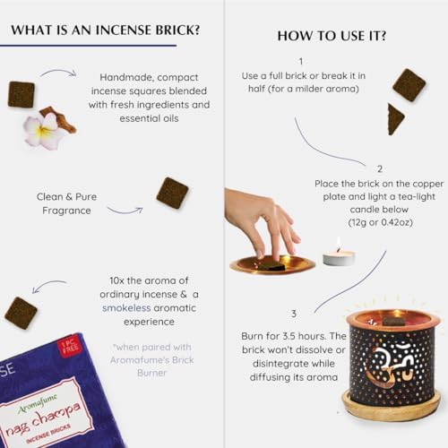 Aromafume Nag Champa Incense Bricks with Om Burner