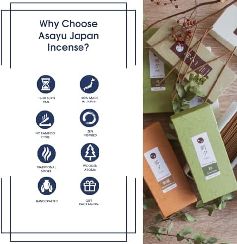 Asayu Japan Hinoki Cypress Incense Sticks 40g for Meditation and Yoga