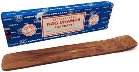 Nag Champa Incense Sticks with Wooden Holder - 100 Gram Box for Meditation and Spiritual Home Decor