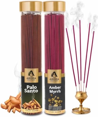 The Aroma Factory Organic Incense Sticks Palo Santo Amber Myrrh 2 x 100g