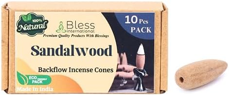 Bless International Natural Sandalwood Incense Cones 10 Count