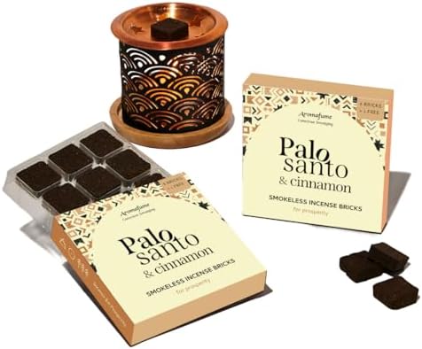 Palo Santo Cinnamon Smokeless Incense Bricks with Rainbow Burner