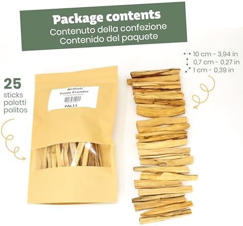 NIRDOSH Natural Palo Santo Sticks 25 Pack for Yoga and Meditation
