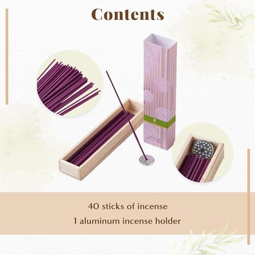 Hasagawa Hyakurakuko Premium Sandalwood Incense - 40 Sticks with Holder