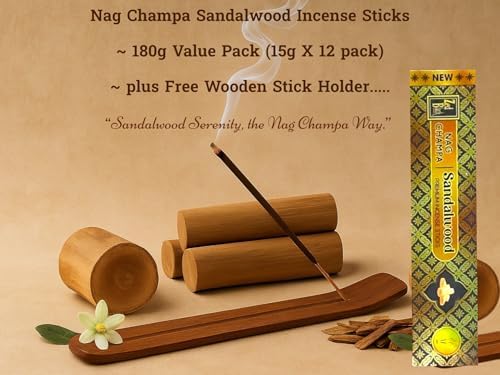 Premium Nag Champa Sandalwood Incense Sticks 15g x 12 Pack