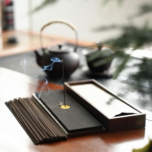 TUDMOEOL 200Pcs Natural Incense Sticks for 30 Mins with Lid Holder