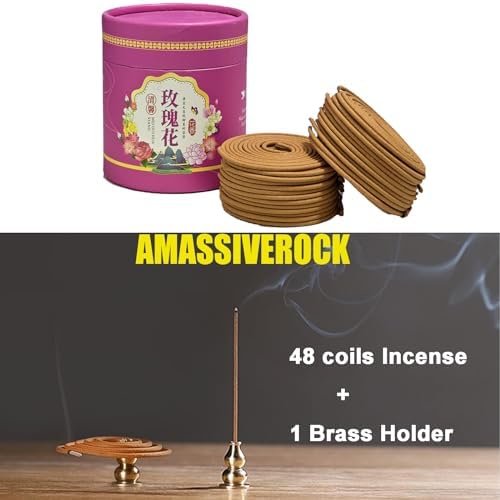 AmaSiverRock Rose Spiral Incense Coils 48 Pcs