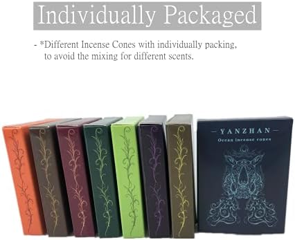 Yanzhan 80 Pcs Backflow Incense Cones 8 Mixed Scents