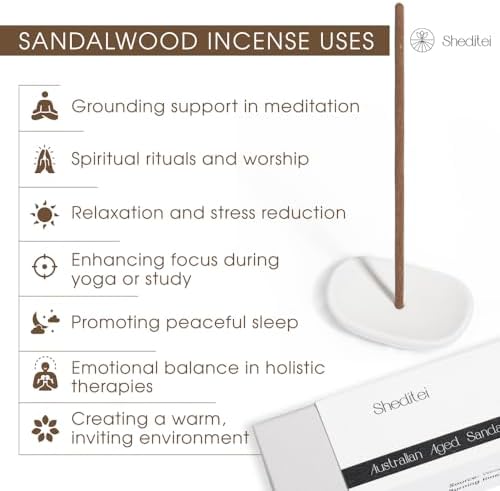 Australian Aged Sandalwood Incense Sticks with Holder - 30 Sticks 40 Min Burn Time