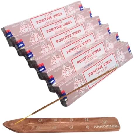 ANKCIENSE Incense Stick Holder with 6 Packs of Positive Vibes Incense