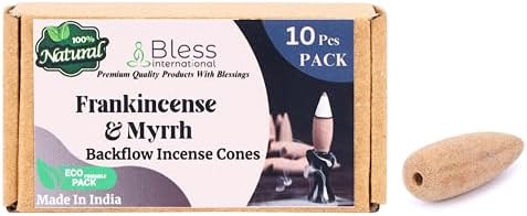 Bless International Frankincense and Myrrh Incense Backflow Cones 10 Count
