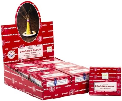 Satya Sai Baba Dragons Blood Natural Masala Incense Dhoop Cones 144 in 12 Boxes
