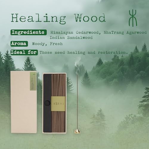 SATORY Wood Incense Set - 60 Sticks and Holder