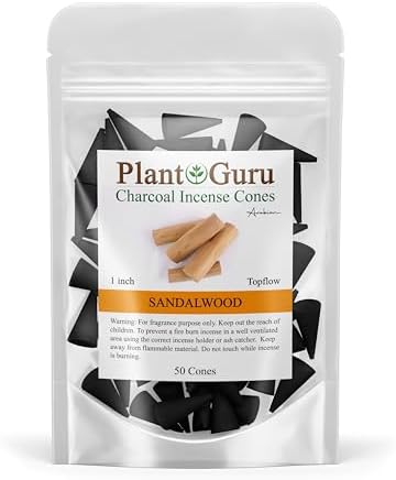 Plant Guru Sandalwood Charcoal Incense Cones 1 50 Pack