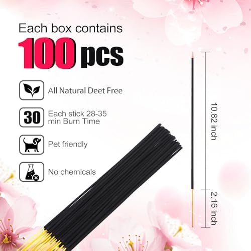 RELCHANE Sakura Incense Sticks 100pcs Natural Burn 30 mins Stress Relief