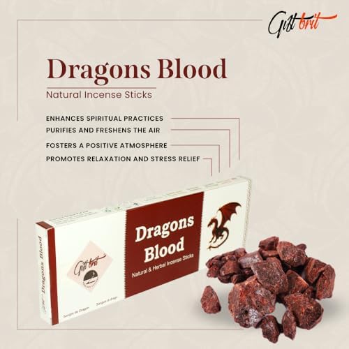 Giftbrit Dragons Blood Natural Incense Sticks 100 Pack with Holder