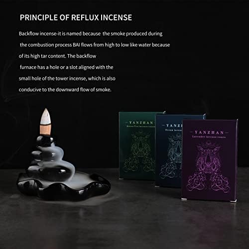 Yanzhan 80 Pcs Backflow Incense Cones 8 Mixed Scents