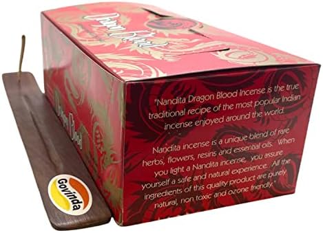 Govinda Incense Stick Holder Bundle with Nandita Dragon Blood Incense Sticks