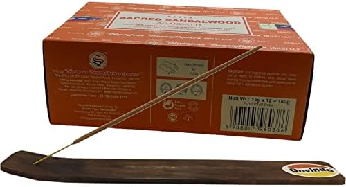 Govinda Incense Stick Holder Bundle with Satya Bangalore Incense - 12 Boxes x 15 Grams