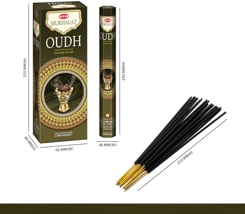 HEM Mukhalat Oudh Incense Sticks 120 Sticks 6 Boxes 9 Inches Long