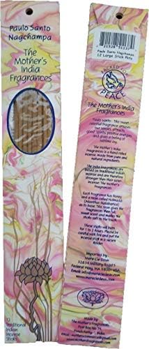 Mothers India Fragrances Incense Palo Santo Nagchampa 12 Sticks