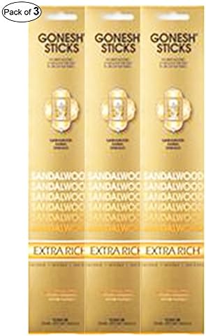 GONESH Incense Extra Rich - Sandalwood 20 Sticks Pack of 3