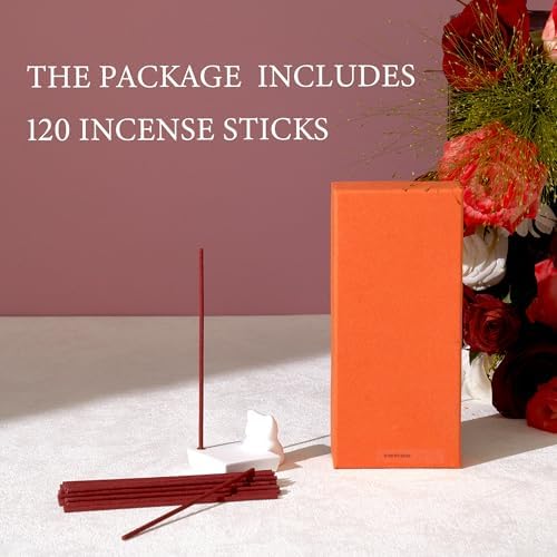 Rose Incense Sticks - 120 Natural Sticks for Relaxation Air Purification