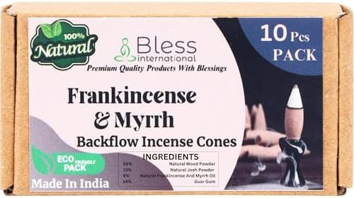 Bless International Frankincense and Myrrh Incense Backflow Cones 10 Count