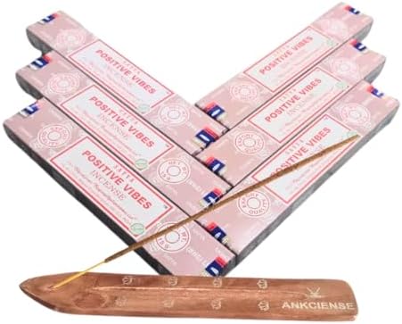 ANKCIENSE Incense Stick Holder with 6 Packs of Positive Vibes Incense