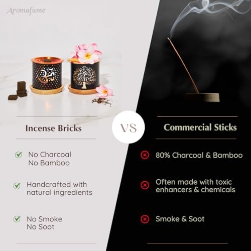 Aromafume Nag Champa Incense Bricks with Om Burner