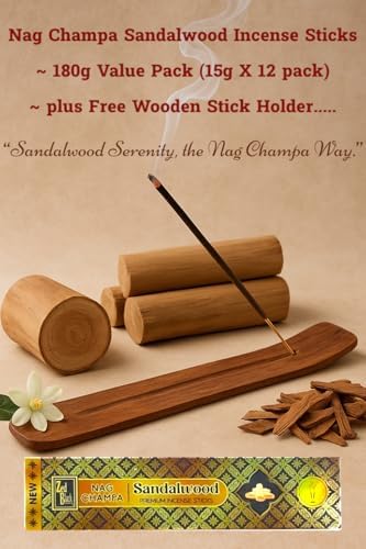 Premium Nag Champa Sandalwood Incense Sticks 15g x 12 Pack