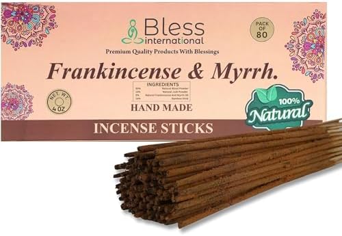 Bless Frankincense and Myrrh Natural Handmade Incense Sticks 80 Sticks