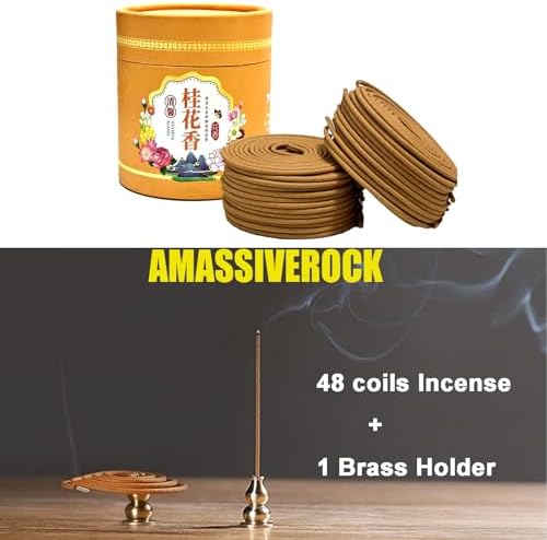 Osmanthus Incense Coils with Holder - 48 PCS Long Lasting Fragrance