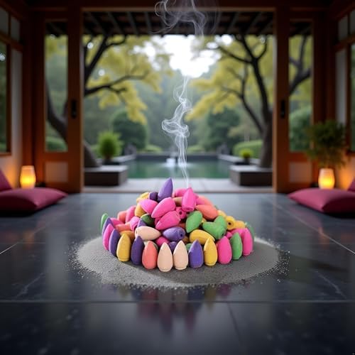60 Pcs Mixed Natural Scents Mini Backflow Incense Cones for Home Patio and Meditation