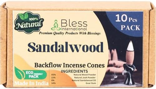 Bless International Natural Sandalwood Incense Cones 10 Count