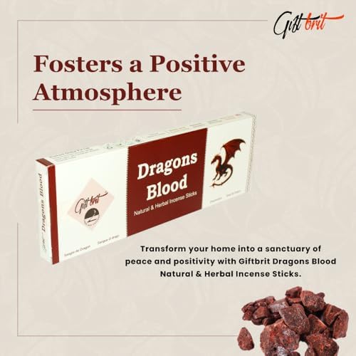 Giftbrit Dragons Blood Natural Incense Sticks 100 Pack with Holder
