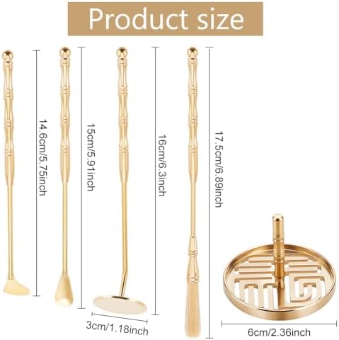 WEBEEDY 5Pcs Brass Incense Tool Kit Set for Yoga and Meditation