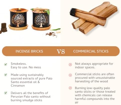 Palo Santo Cinnamon Smokeless Incense Bricks with Rainbow Burner