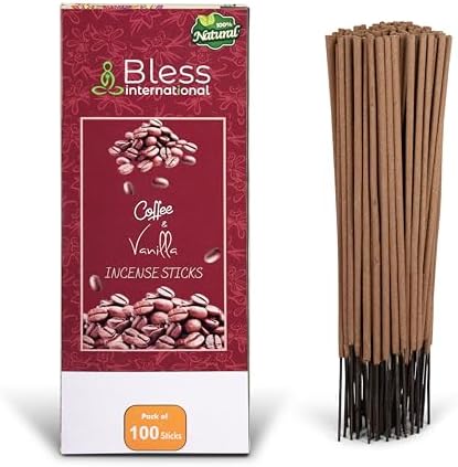 Bless International Coffee Vanilla Natural Incense Sticks 100 Sticks 150GM