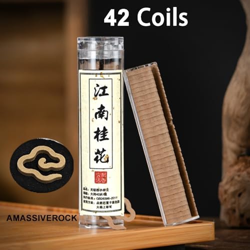 Osmanthus Incense Coils 42 PCS Natural Brass Holder Spiral Design