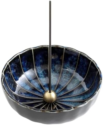 Asayu Japan Gift Set Sandalwood Incense Navy Blue Lotus Holder