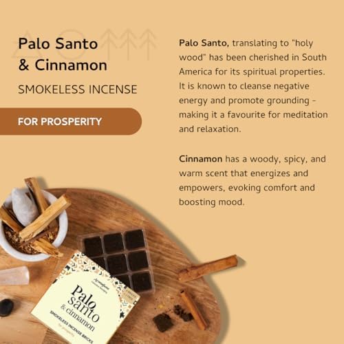 Palo Santo Cinnamon Smokeless Incense Bricks with Rainbow Burner