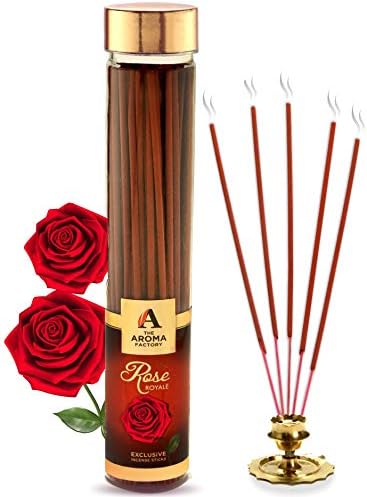 The Aroma Factory Rose Agarbatti - Charcoal Free Premium Fragrance 100G Jar Pack