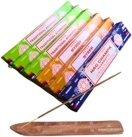 ANKCIENSE Incense Holder with 3 Fragrances 90 Sticks Variety Pack